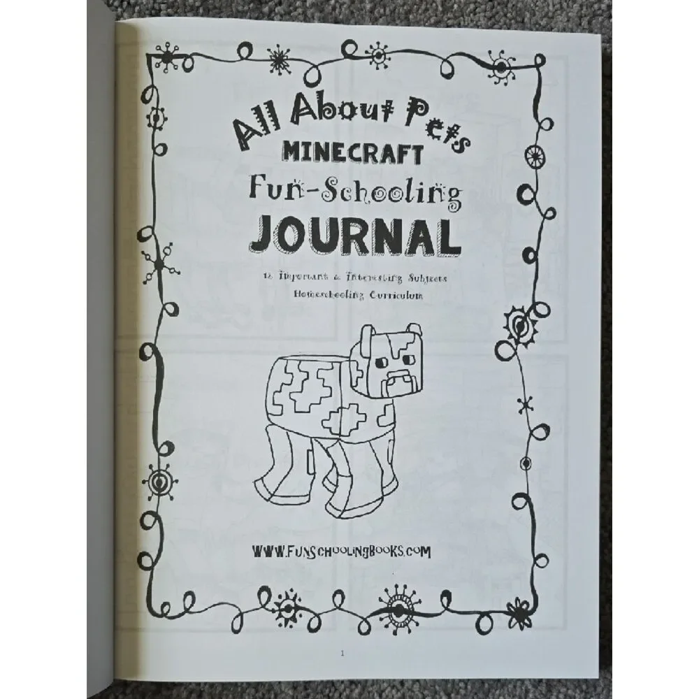 Minecraft 'All About Pets' Fun Schooling Journal - Orange & Gray